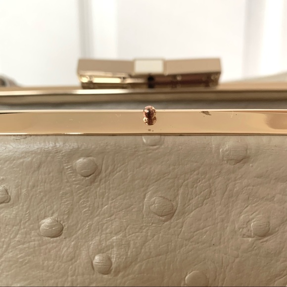 Kate Spade · Victoria Falls Madeline Ostrich Embossed Satchel Stone Taupe Bag - Picture 9 of 17